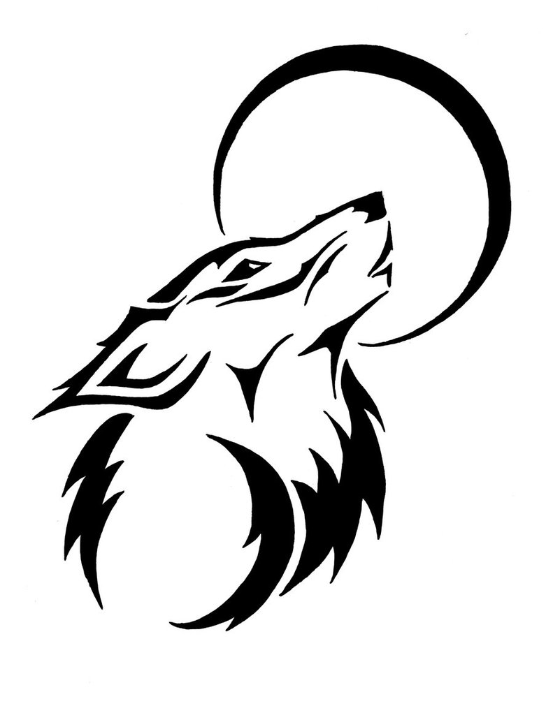 Line Drawing Moon : Image tribal wolf moon clipart g animal jam clans