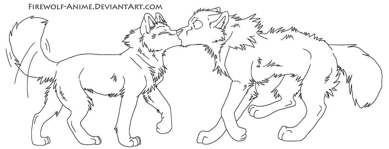 Image - Wolf kiss lineart by firewolf anime-d756n40.png | Animal Jam Clans Wiki | FANDOM powered