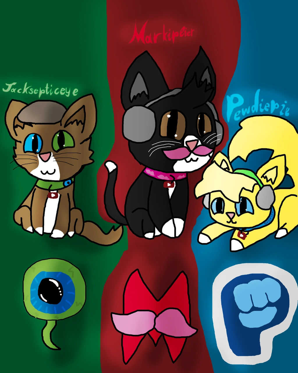 Image Youtuber cats jacksepticeye markiplier pewdiepie by foziz105