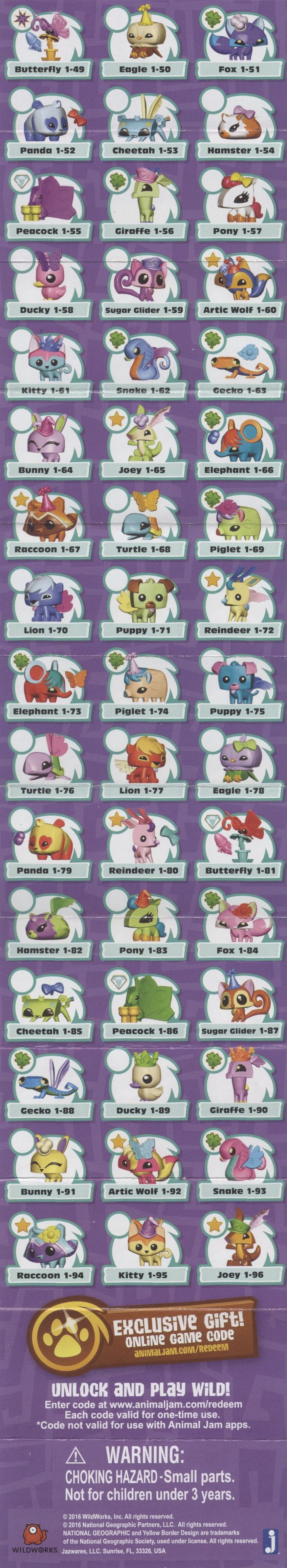 Animal jam series 4 checklist printable