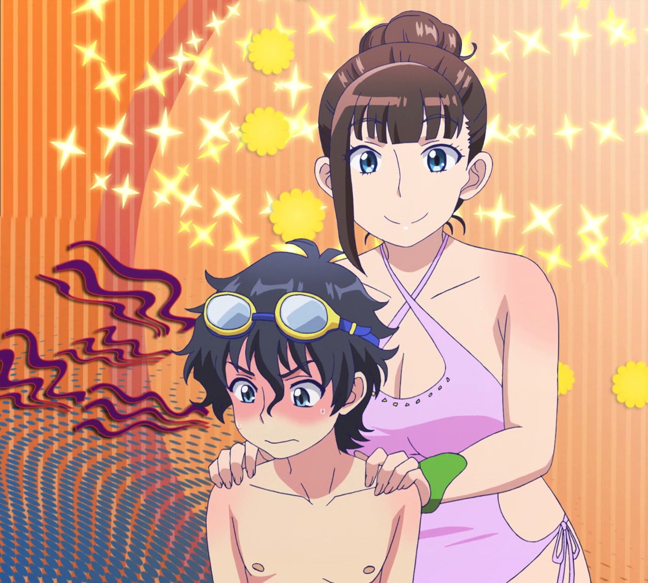 Image Kuseta and his mother Swimsuit Stitched Cap (oshiete galkochan