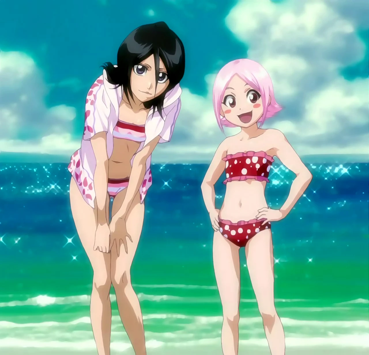Image Rukia and Yachiru Wearing Swimsuits Stitched Cap (Bleach Ep 228