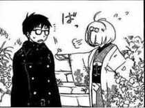 Shiemi le da el trébol a Yukio manga