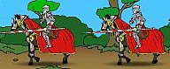 Knights pushing into the enemy's defense