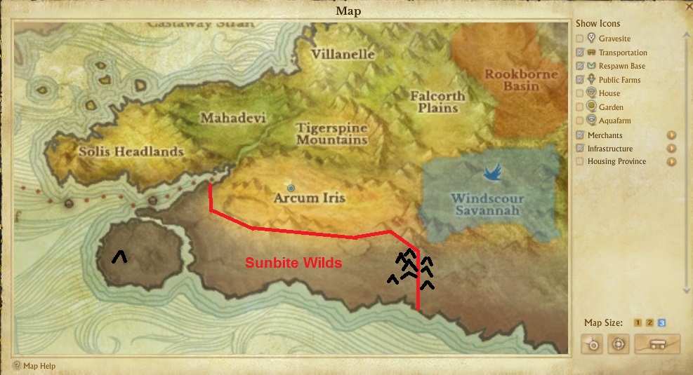 archeage map with coord