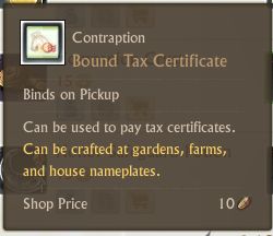Bound Tax Certificate