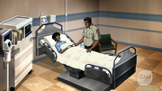 Chuck and Mari talk in hospital
