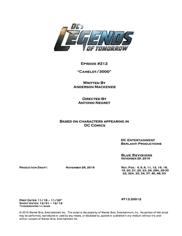 File:DC's Legends of Tomorrow script title page - Camelot 3000.png