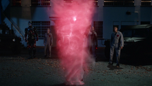 Zari uses her totem to fly away in a tornado