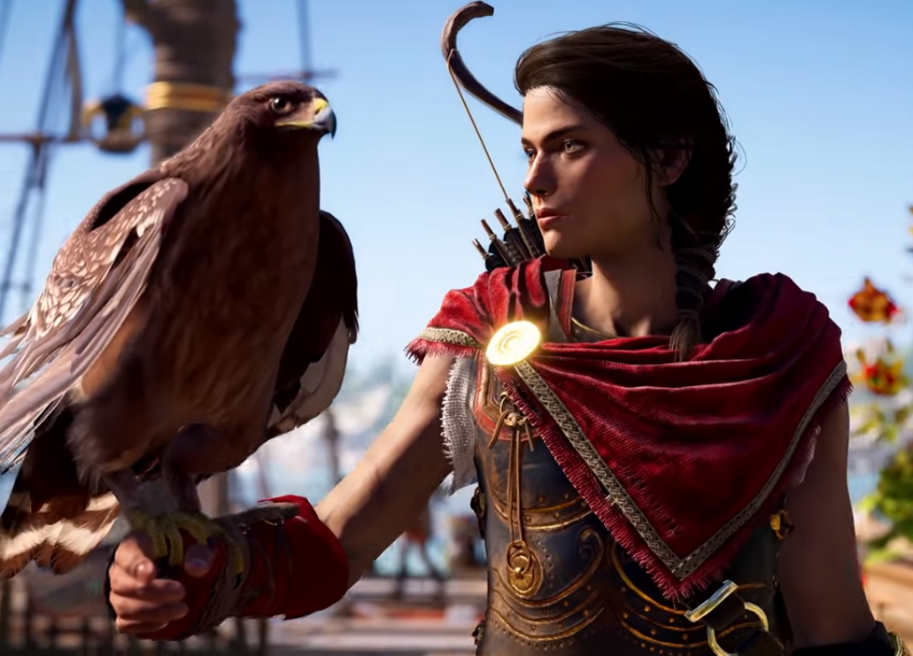 Одиссея романы. Eagle Bearer Assassins Creed Odyssey. Ассасин с орлом. Девушка с орлом. Сокол Assassins Creed Odyssey.