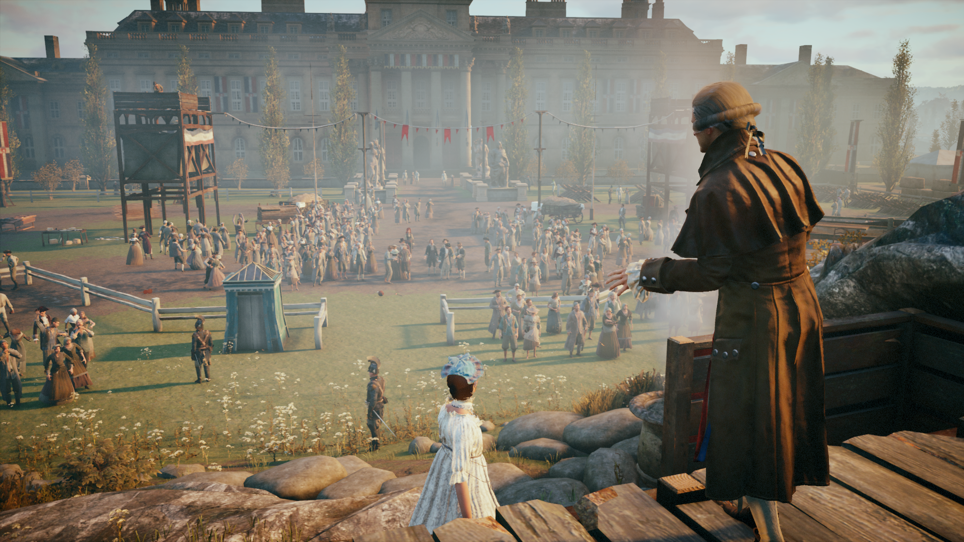 Robespierre pronunciando el discurso en el Festival del Ser Supremo. Imagen del juego Assassin's Creed: Unity.