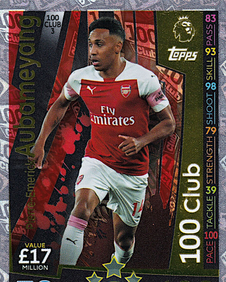 Pierre Emerick Aubameyang 100 Club Mae 2018 19 Attax Cards