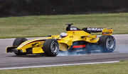 Karthikeyan (Jordan) locking brakes in qualifying at USGP 2005