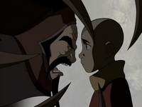 Koh hurle sur Aang