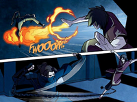 Zuko et Kori se combattant