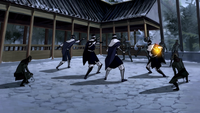 White Lotus sentries fighting Equalists