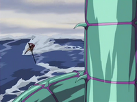 Aang fights the serpent