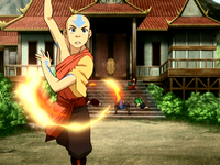Aang training his firebending