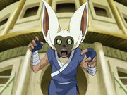 Sokka con Momo como cabeza