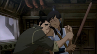 Bolin hugs Korra