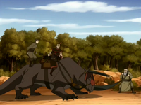 Mongke fighting Zuko and Iroh