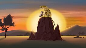 -Cheetah-and-cub-in-the-sunset