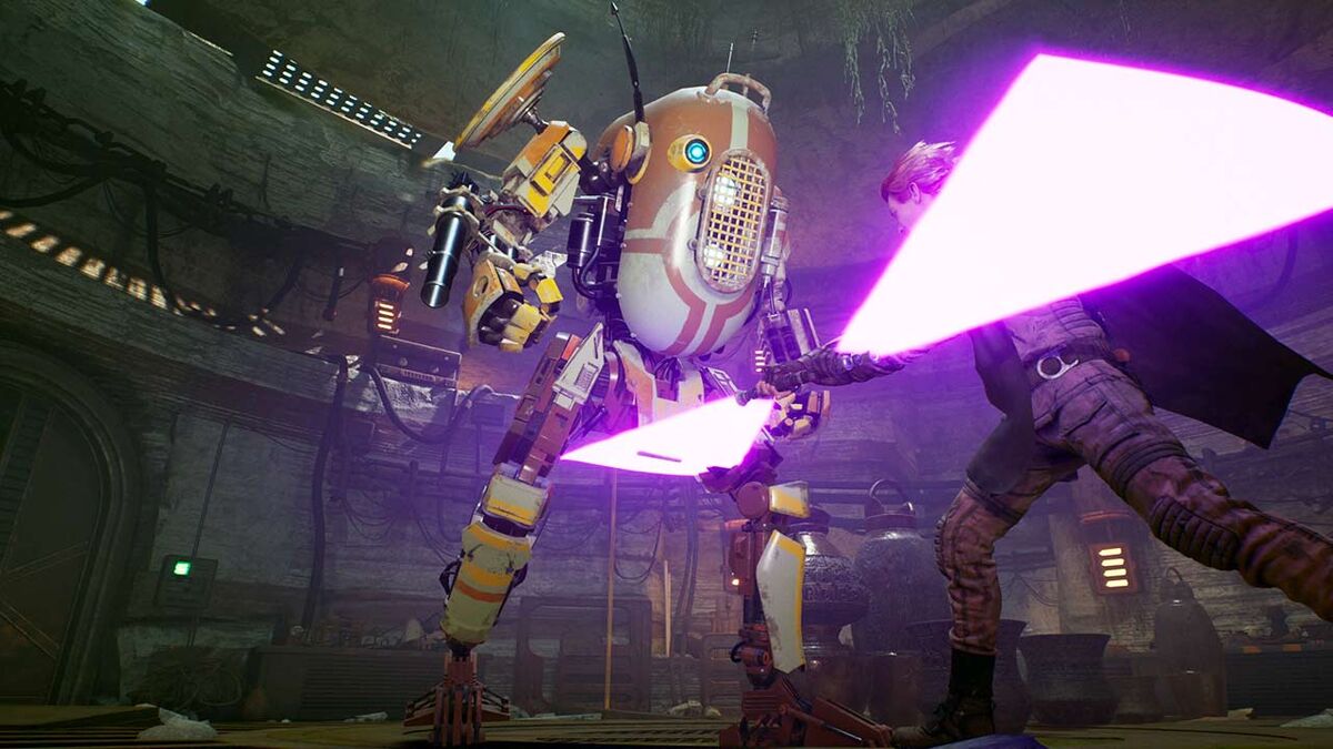 Cal Kestis fights a bounty droid