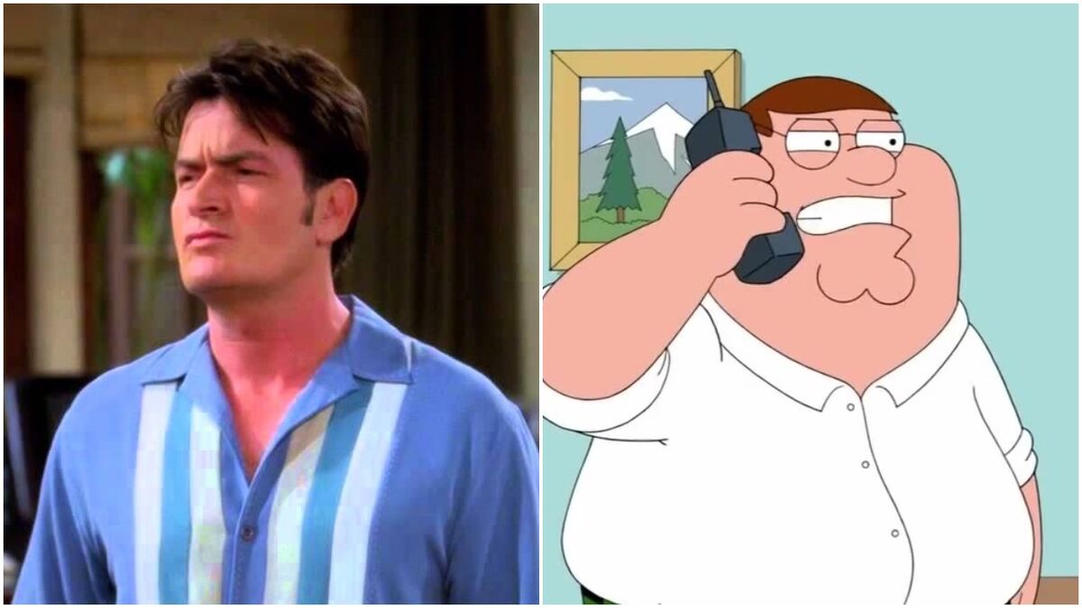 Charlie from Two and Half Men and Peter Griffin from Family Guy (9)