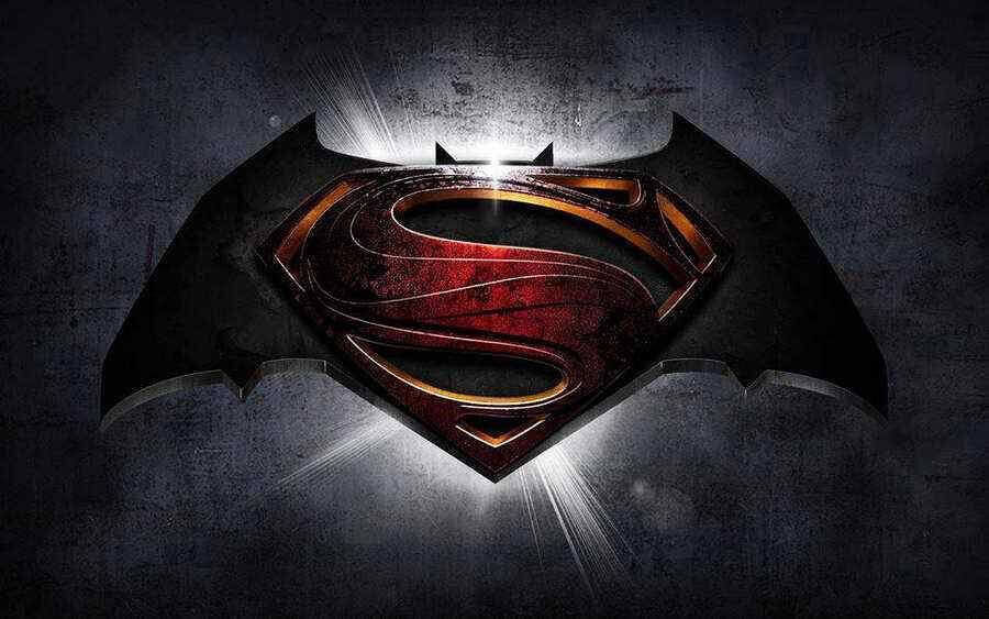 Batman v Superman overlapping logos