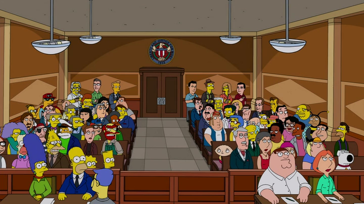 Family Guy Simpsons courtroom