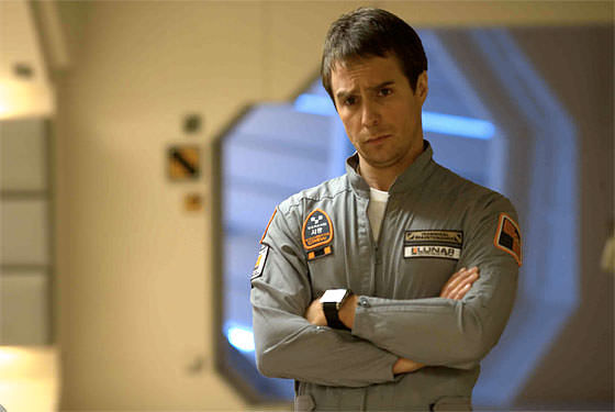 moon-sam-rockwell in space station wearing indoor spacesuit 