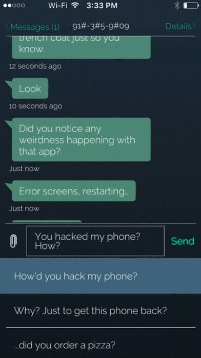 texts screenshot on ios from Mr Robot Telltale game