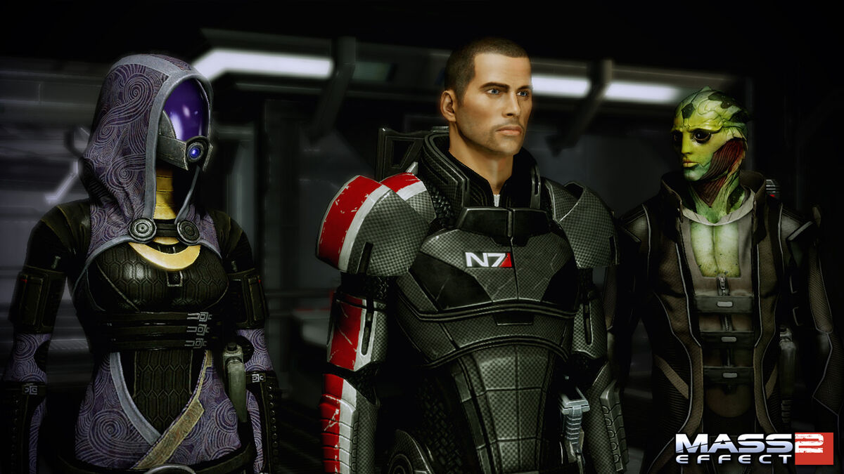 Tali, Shepard, and Thane in Mass Effect 2