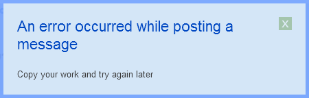 Error message - An error occurred while posting a message