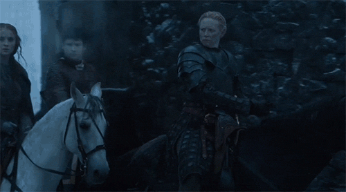 Kristofer Hivju as Tormund Giantsbane and Gwendoline Christie as Brienne of Tarth in 'Game of Thrones'