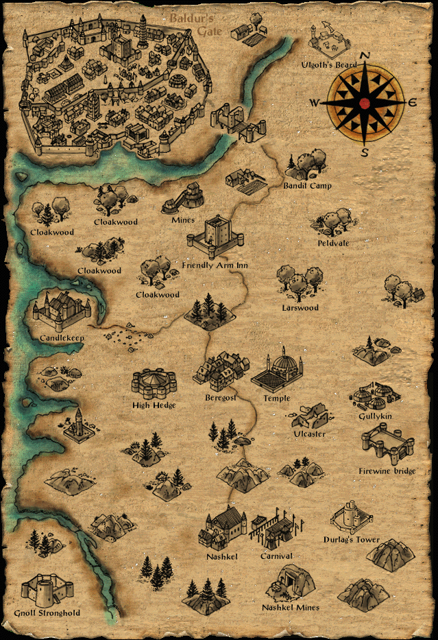 Image result for baldur's gate map