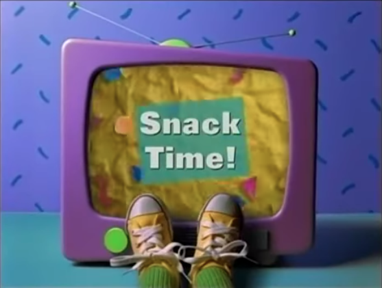watching snacking on healthy food on barney and friends