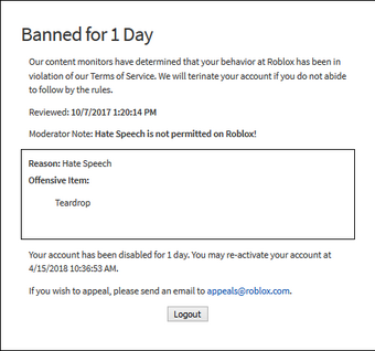 User Blog Mr Teardrop Dumbest Roblox Ban Battle For Dream - banned roblox rules