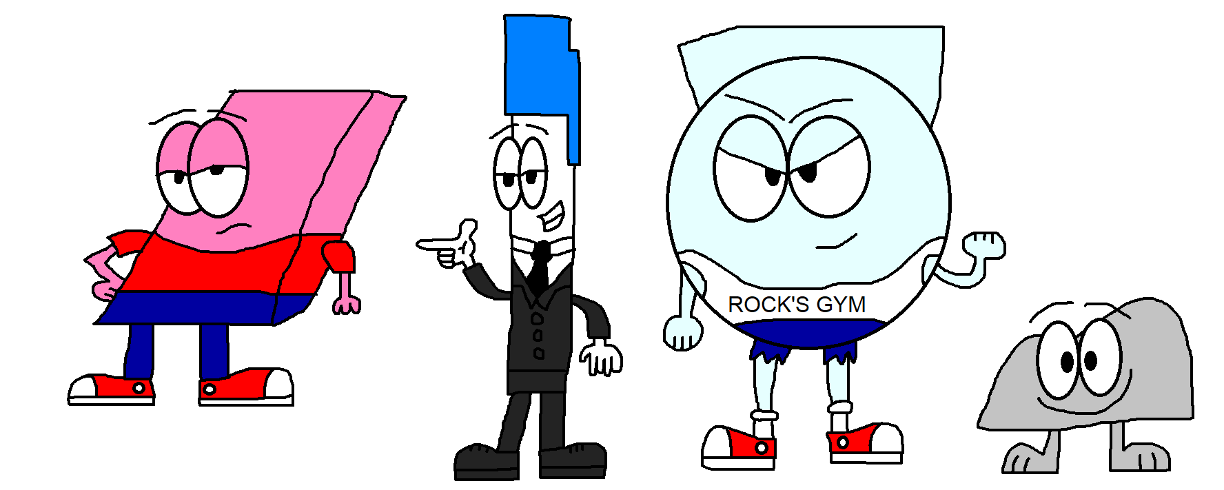 Image Eraser, Pen, Snowball, and Rocky from BFDI.png Battle for