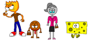 Firey, Coiny, Golf Ball, and Spongy from BFDI