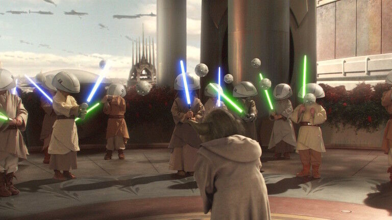 Yoda training Jedi initiates