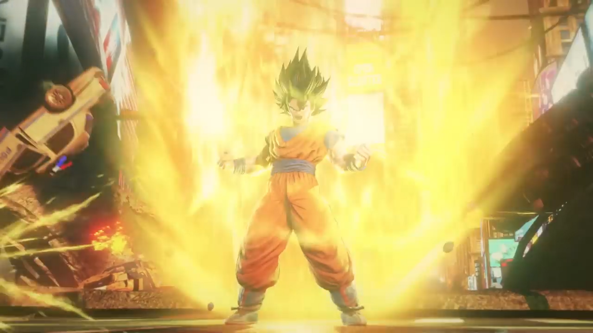 Goku going super saiyan in Jump Force