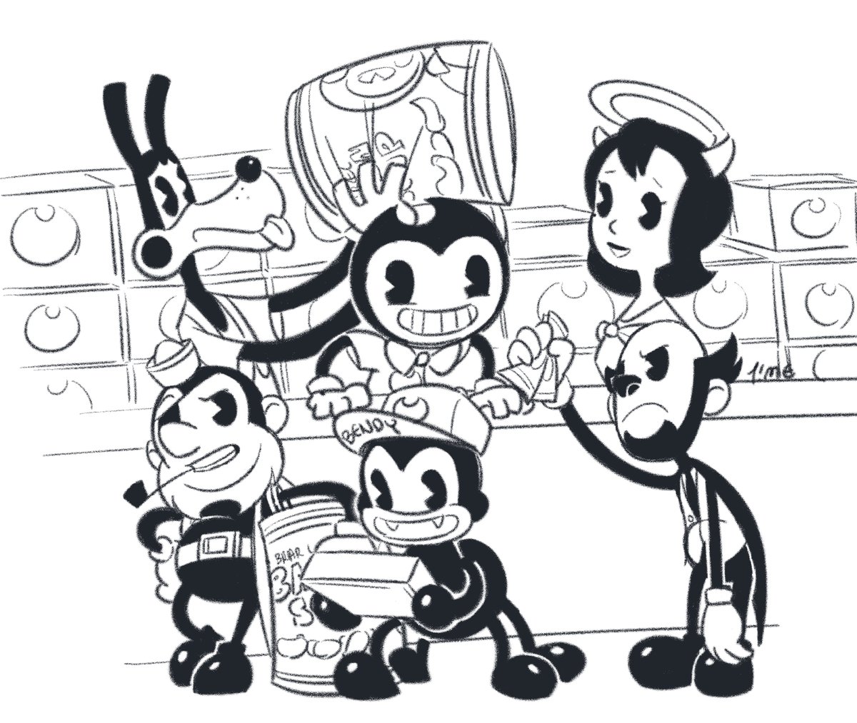 cartoon bendy and the ink machine coloring pages