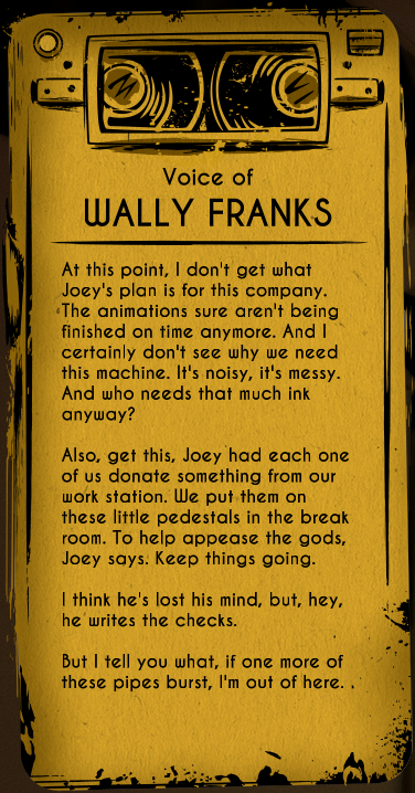 Wally Franks Bendy Wiki Fandom - roblox bendy and the ink machine chapter 2 roblox batim roleplay