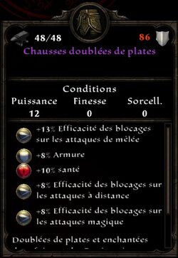 Chausses doublées de plates stats
