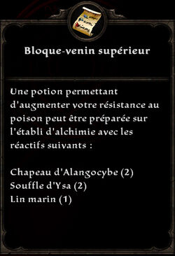 Bloque-venin supérieur formule