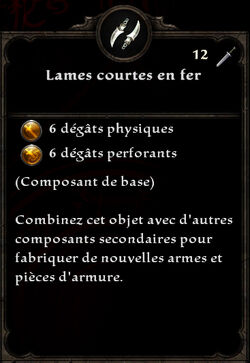 Lames courtes en fer