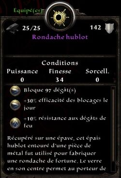 Rondache Hublot stats (fin texte voir aisement son adversaire)