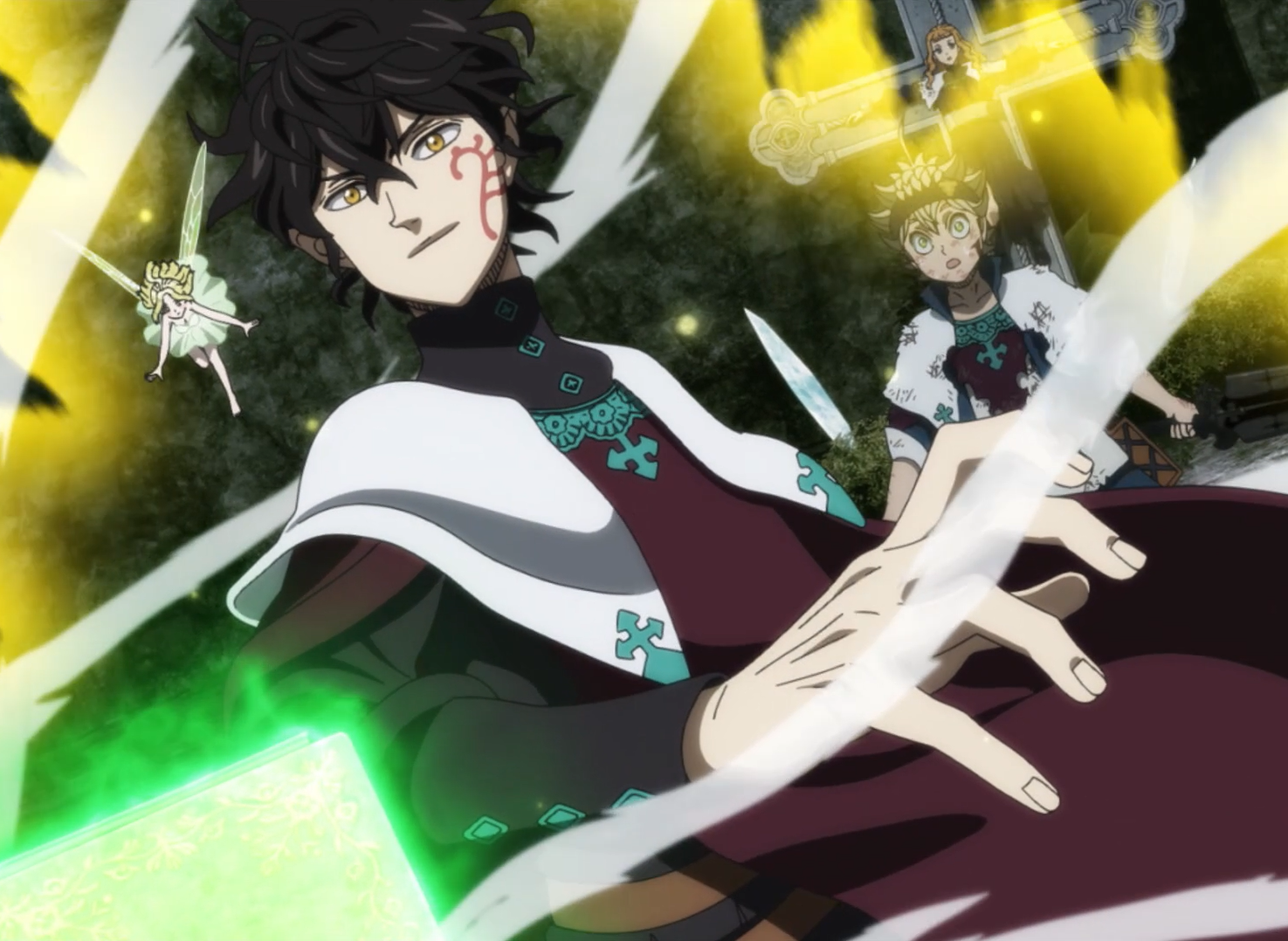 Image Yuno Saves Asta And Mimosa From Elvespng Black Clover Wiki 