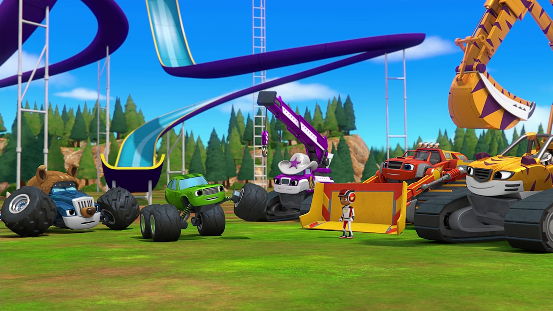 Blaze And The Monster Machines Construction Crew To The Rescue
